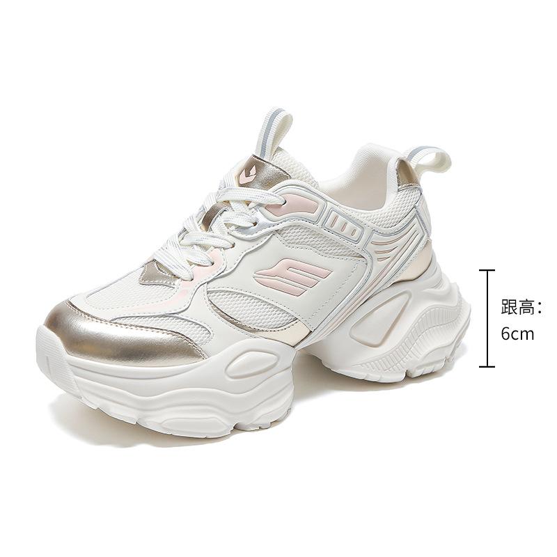 

2025 horseshoe dad shoes women s new spring versatile explosion thick sole heightening casual color matching sports shoes women s 40 золотой