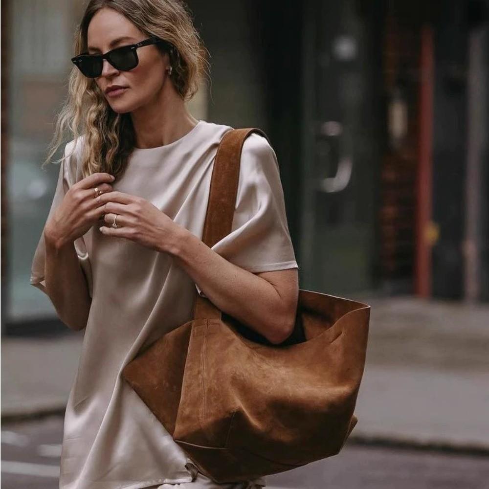 Versatile Retro Shoulder Bag Nubuck Leather Large Capacity Crossbody Bag Luxury Ladies Handbag for Women