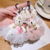 Charming Plush Rabbit Bear Keychain with Bow & Flower - Cute Bag Pendant In Wedding Dress Style