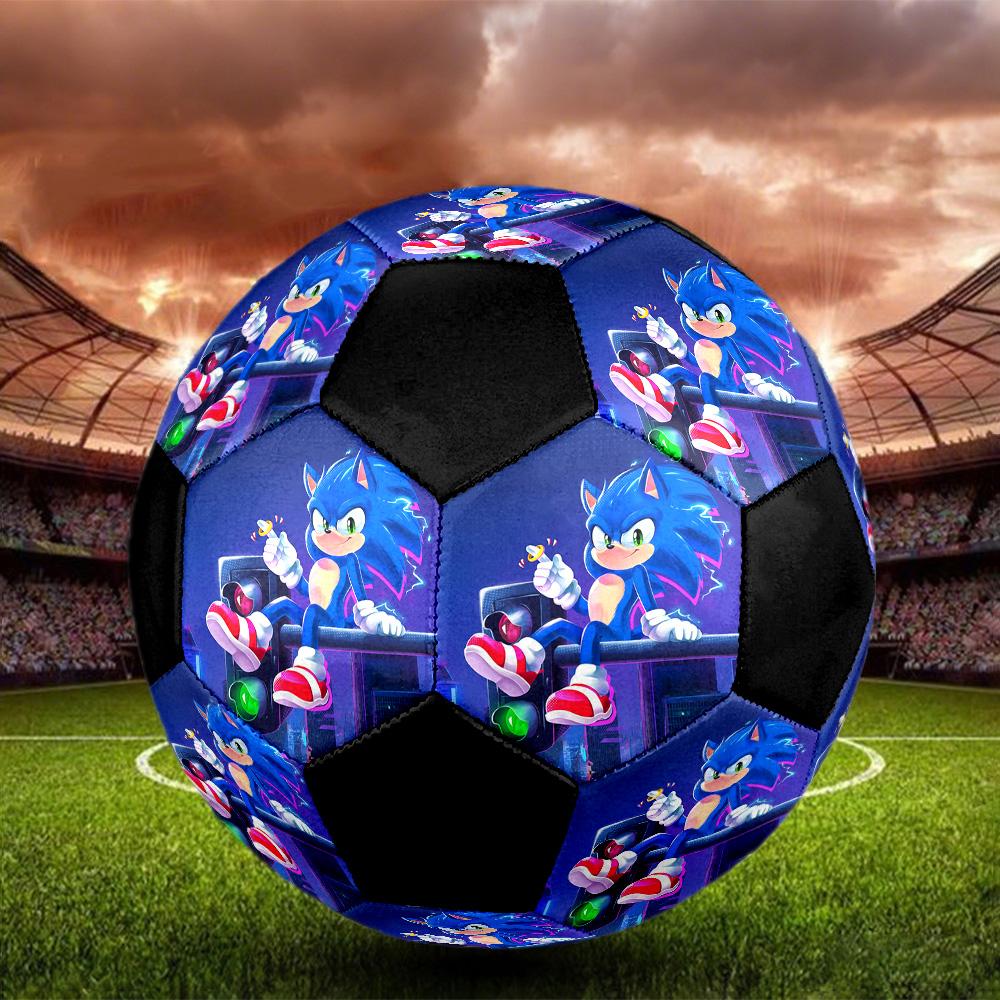Sonic Rainbow Soccer Ball Colorful All Ages Machine Stitched PVC Competition Ready Durable High-Bounce.SIZE5