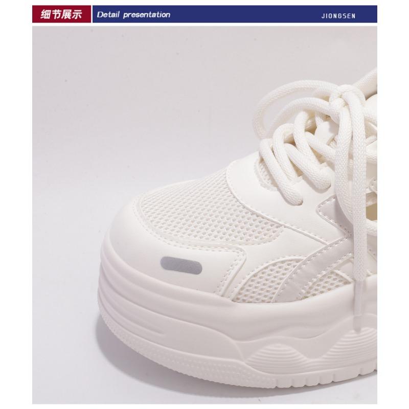 Women Summer Breathable Mesh Hollow Out Thick Sole Casual Platform White Sneakers