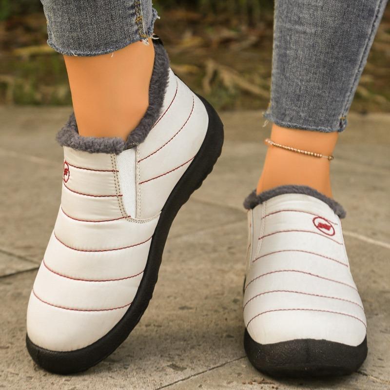 Women’s Large-Size Fleece-Lined Cotton Snow Boots, Warm Thickened Casual Shoes