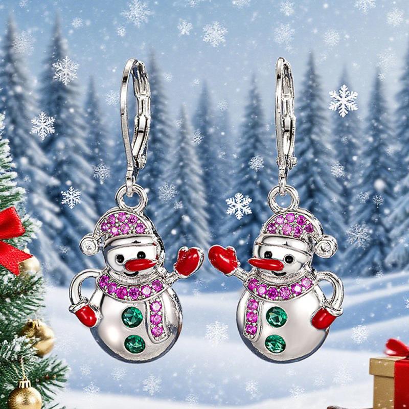 New Christmas Earrings for Women, Snowman Wax Inlaid Oil Earrings, Christmas Wind Is Cute and Super Popular
