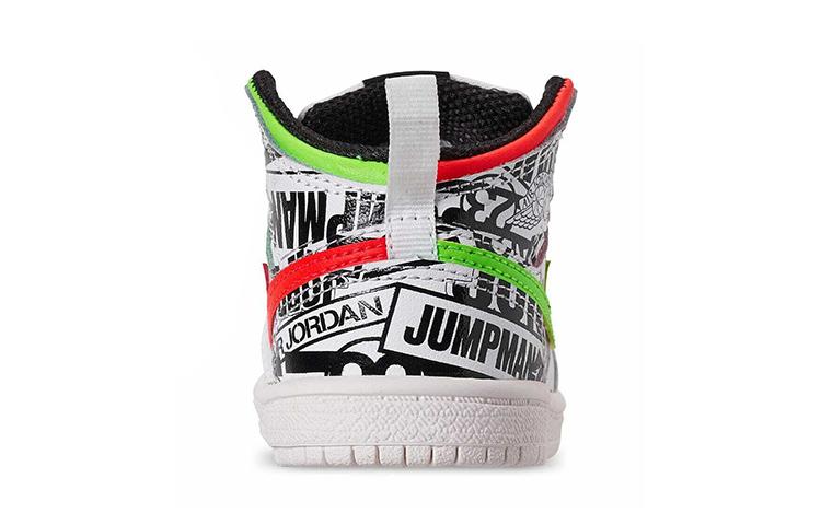 Kids' Sneakers Nike Jordan 1 Mid All Over Logos (TD) White/Racer Blue-Black-Cyber-Infrared 23-Sail