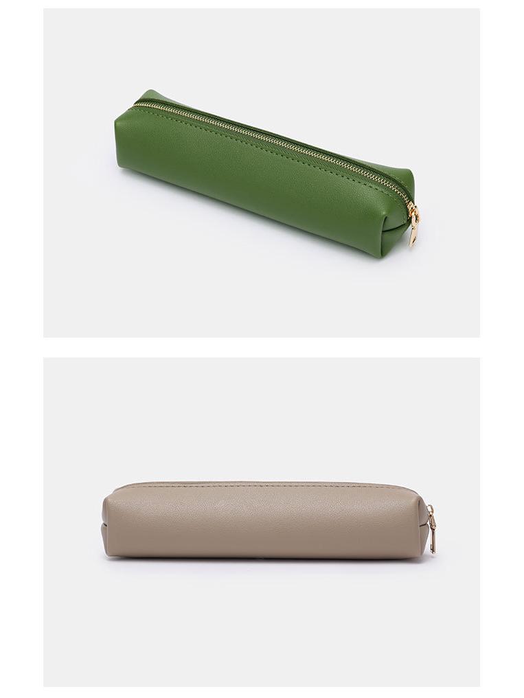 Korean Style Retro Unisex PU Leather Pencil Case for Students
