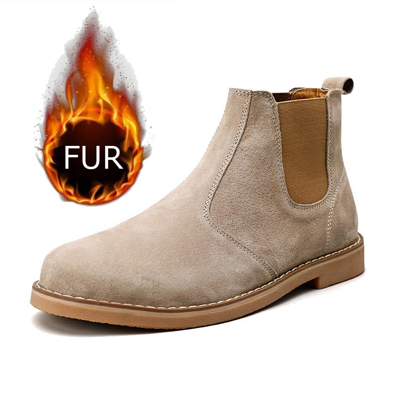 

Мужские замшевые ботинки-дезерты, высокие челси, кожаная повседневная обувь, мужская обувь слипоны, на низком каблуке, уличные рабочие ботинки 46