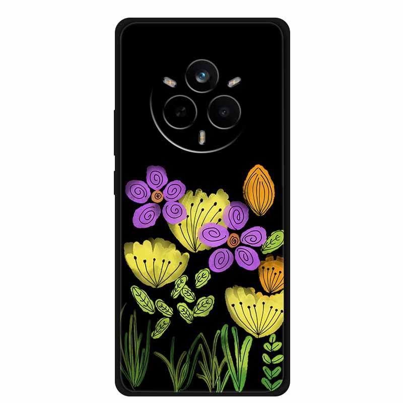 

For Realme 14 Pro Case Luxury Phone Cover For Realme 14 Pro+ Cute Floral Black Silicone Soft Case TPU Funda Realme 14 Pro Plus 14 Pro Plus