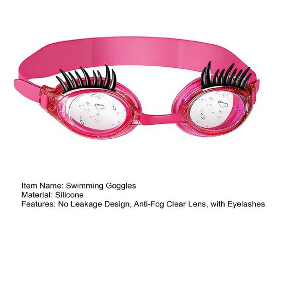Children Swim Goggles with Eyelashes Waterproof No Leakage Anti-Fog Clear Lens Boys Girls Silicone Swim Goggles Diving Snorkeling Equipment