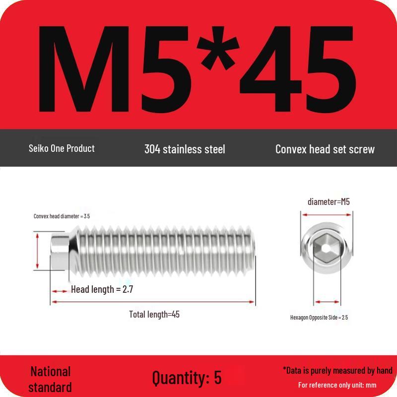 304 Stainless Steel Cup Point Grub Screw - Sizes M3 To M10