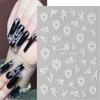 8 Sheets Halloween Nail Decals Self-Adhesive Black White  Art Stickers for Women
