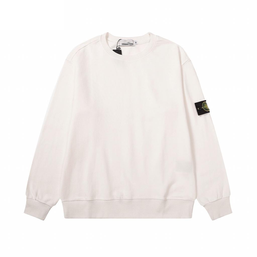 STON Basic Solid Color Compass Patch Fleece Hoodie Long Sleeve Pullover Sweatshirt for Men Women