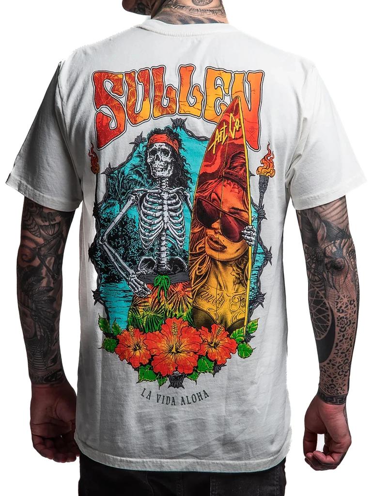 Sullen Herren La Vida Aloha Kurzarm Premium T-Shirt Skelett Surfer Tee