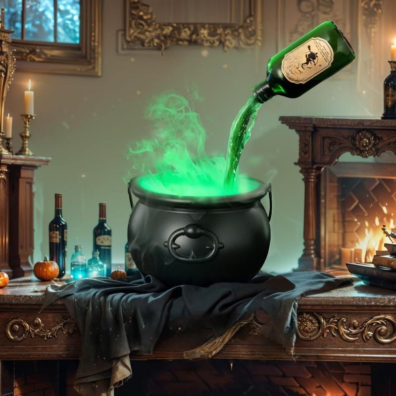 Halloween Black Witch Bowl Magic Float Bottle and Diffuser Horror House Decoration Hocus Pocus Party Scary Props Halloween Decor