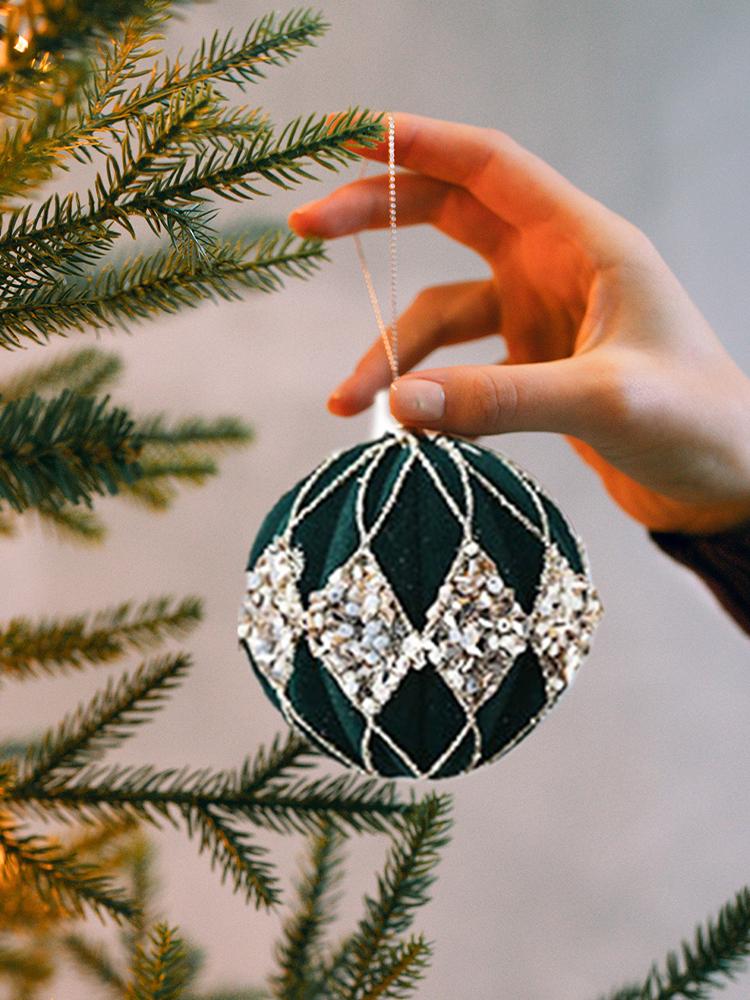 12PCS Christmas Ball Ornaments Glittering Red Green Decorative Ball Christmas Tree Ornaments for Home Wall Living Room House