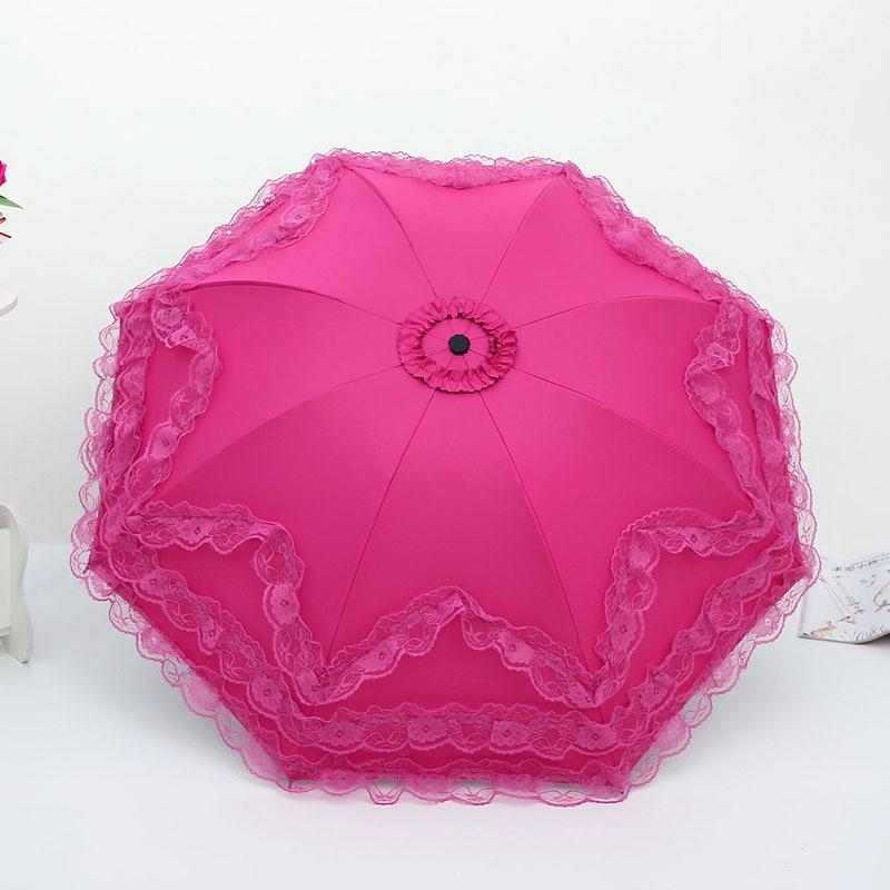 Princess Lace Sun Umbrella Vinyl Sunscreen Parasol Rain Shine Folding Umbrella Women'S Umbrella