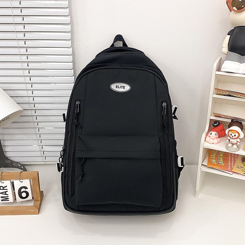 Schoolbag Summer New Backpack Women's Versatile Large-capacity Japanese Schoolbag High School College Student Backpack Solid Color Pendant Cloth Bag
