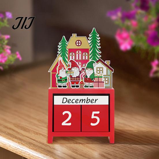 Nordic Style Christmas Decor Countdown Blocks, Desktop Advent Calendar with Movable Season Home Days Until Xmas Ornament for Office Gift Kids