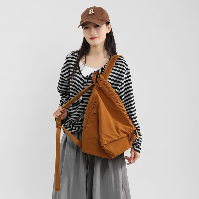 Women's Solid Color Backpack Men's Nylon Backpack Large Capacity Student Schoolbag