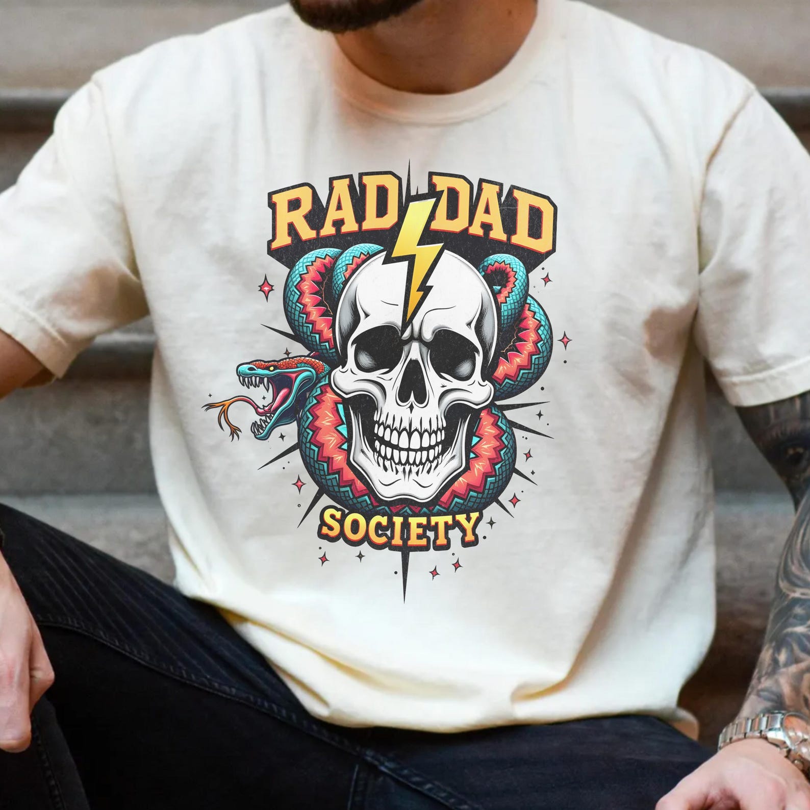 Gift for Dad, Rad Dad Society T-Shirt, Christmas Gift, Cool Dad Club, Dad Life Tee, Dad of Girls, Gift For Husband, Dad T-shirt L