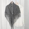 Spring New Women's Autumn and Winter Knitted Fringed Triangle Scarf Travel Cheongsam Shawl Outer Top Scarf Dual-purpose