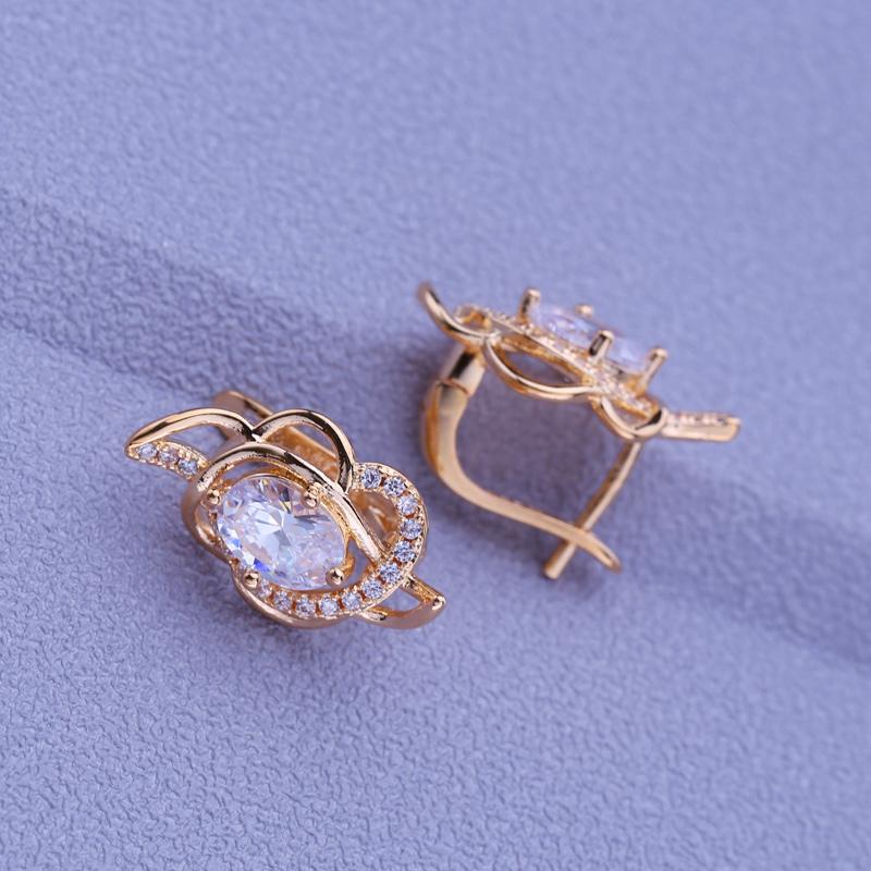 MINTHA Clip Earrings Trendy Rose Gold Color Wedding Daily Fashion Jewelry Cubic Zirconia Earrings For Women Bridal Round Earrings