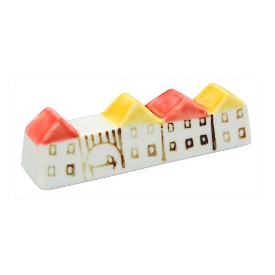 Arita Ware Fukutake Pottery Oranda Roof Chopstick Rest - Red, House Shape, Cute, Petite Interior, Porcelain, Japan