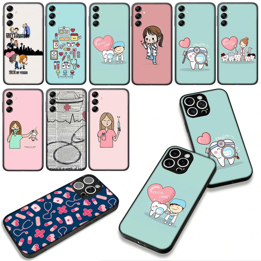For Samsung Galaxy A25 A37 A57 A12 A14 A50 A51 A70 A71 A72 A21S M15 Note 20 9 8 10 Case Dentist Tooth Nurse Doctor Stethoscope