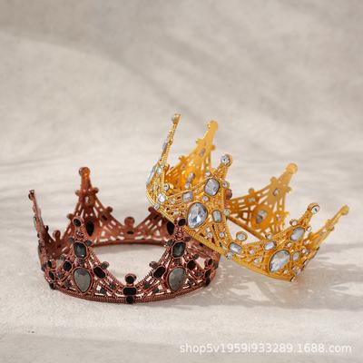 Barockstil Federlegierung Krone Kopfschmuck K9 Material Geeignet für Hochzeit Geburtstagsgeschenke