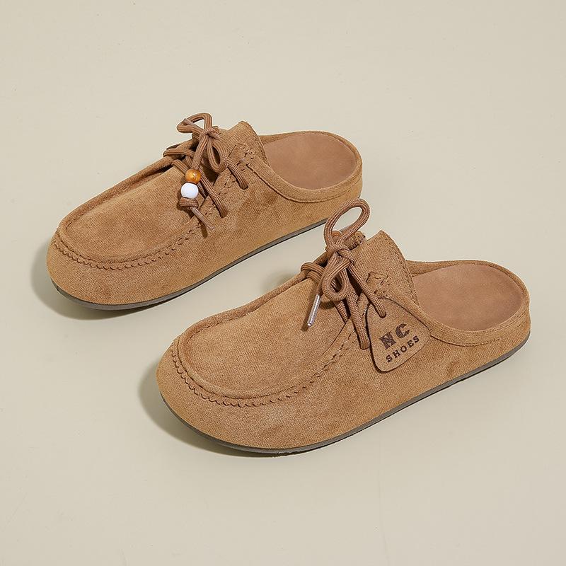 Little White Shoes Children's Autumn New Female Student Casual Trend Half Drag Versatile Women's Shoes