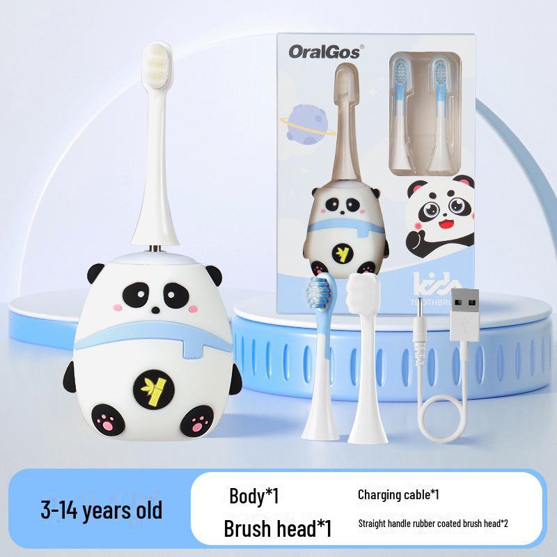 Children's Electric Toothbrush with Soft Bristles and Cartoon Red Panda Design for Ages 3-12