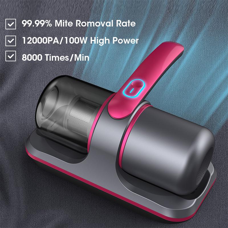 Cordless Handheld Mattress Vacuum Cleaner with 12000PA Suction Power Rechargeable Lithium-Ion Battery USB Charging for Mattresses Sofas Carpets