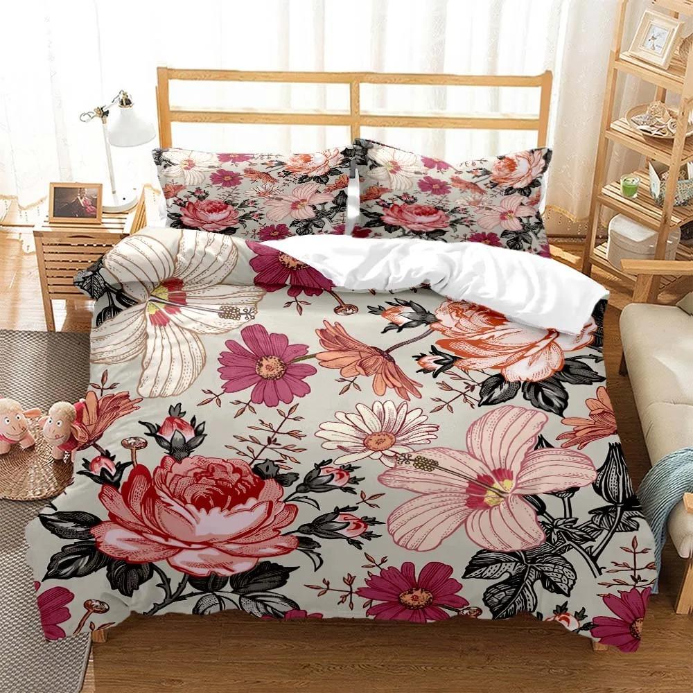 Plant Flowers Digital Print Polyester Bedding Sets Child Kids Covers Boys Bed Linen Set For Teens Bedding Set