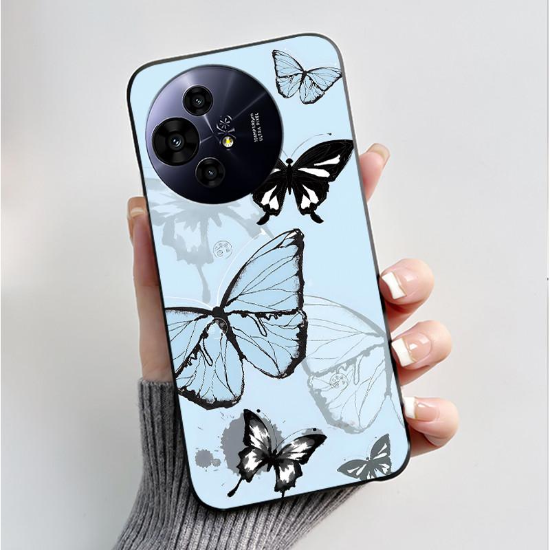 Case For TCL 50 Pro NxtPaper 5G Phone Case Luxury Fashion Butterfly Flower Black Soft TPU Silicone Shockproof Cover Casing Shell
