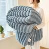 Solid Thickened Wide Striped Flannel Multifunctional Throw Blanket Luxury Faux Rabbit Fur Warm Bed Blankets Sofa Blanket,nap Blanket