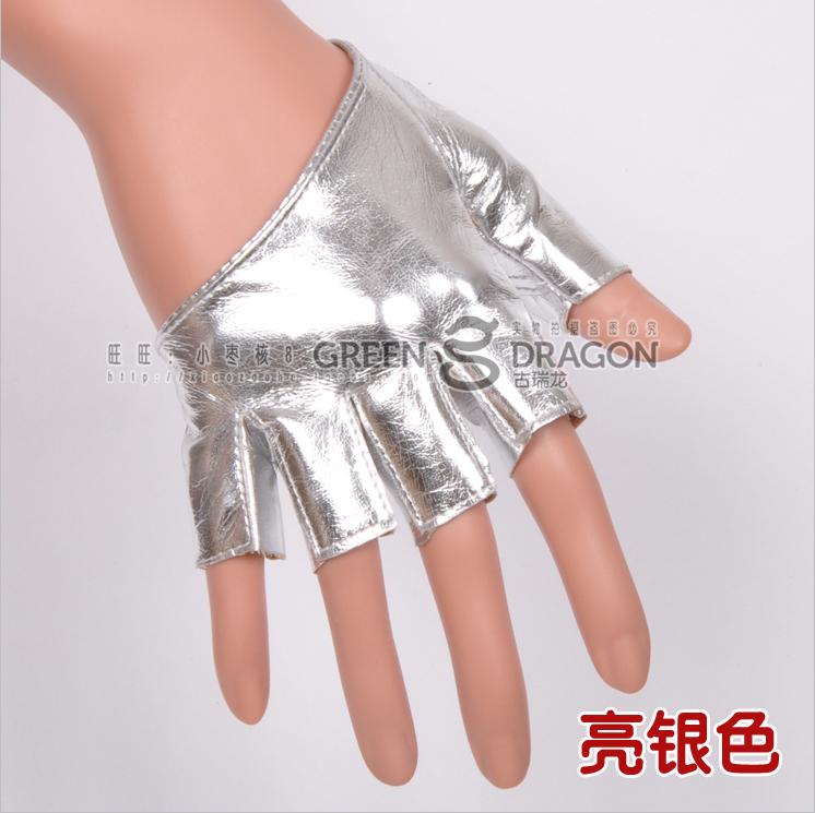 Women's gloves sexy half palm fingerless gloves Women jazz dance ds PU leather semi-finger gloves motorcycle gloves