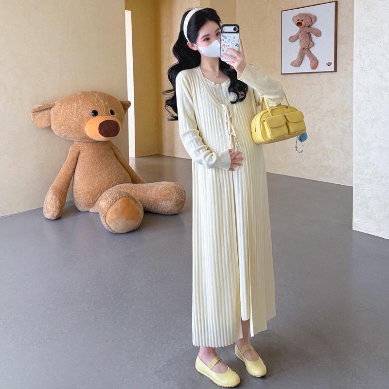 

2026 Spring Korean Style Maternity Two-Piece Dress: Fashionable, Age-Reducing, Belly-Concealing, Casual Skirt 2XL абрикосовый