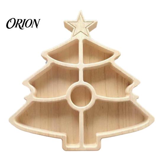 Rustic Kitchen Table Decor Wooden Christmas Divided Tray, Gingerbread Man Santa Xmas Tree Compartment Snack Decorative Nut Serving Dishes Platter,