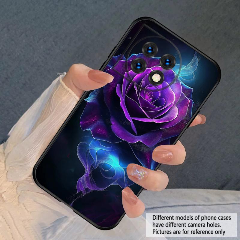 Dark Purple Rose For Oneplus 8T 9 9R 10 Pro 11 12 13 13R 5G ACE 5 Nord2 4 CE 3 4 Lite N20 SE N200 silicone soft phone case