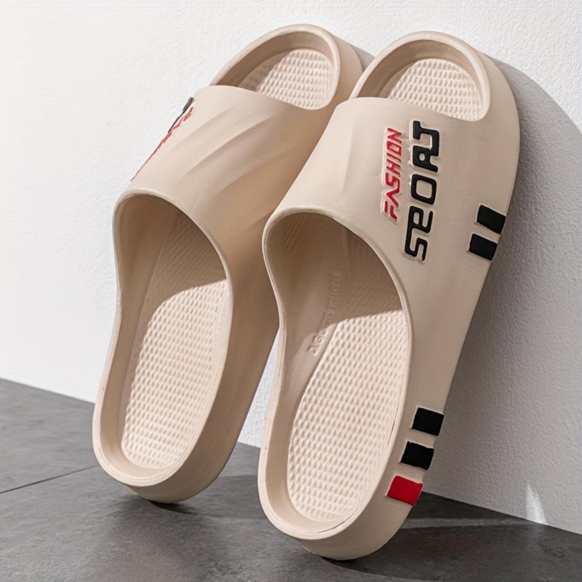 

Летние тапочки унисекс - удобные пляжные сандалии из ЭВА с принтом монограммы, повседневные тапочки с толстой подошвой для ношения на открытом воздухе 40-41 хаки