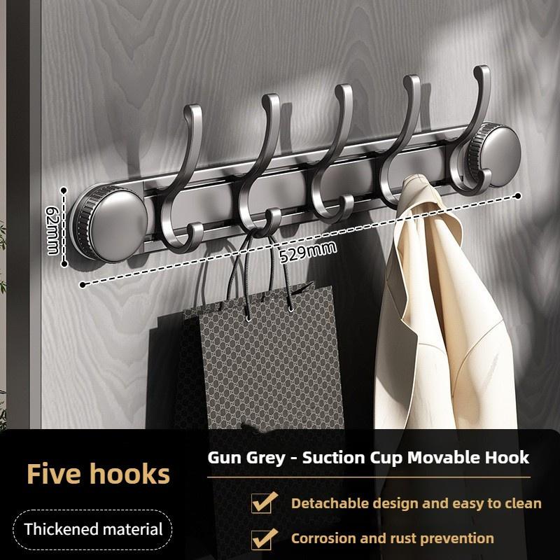 

Household Suction Cup Door Rear Hook Perforation-free Strong Load Bearing Door Rear Hanging Rack Storage Wall Hanging Rack Hook 5-hook
