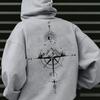 Men's Autumn and Winter Starry Sky Print Hooded Plus Fleece Sweatshirt Versatile Sports Casual Loose Hooded Sweatshirt