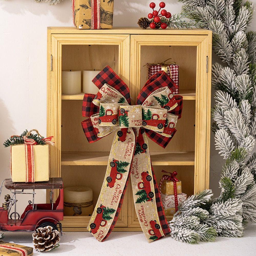 2pcs Elegant Ribbon Bowknot Decorations Rustic Christmas Wreaths Bow  Party Favors