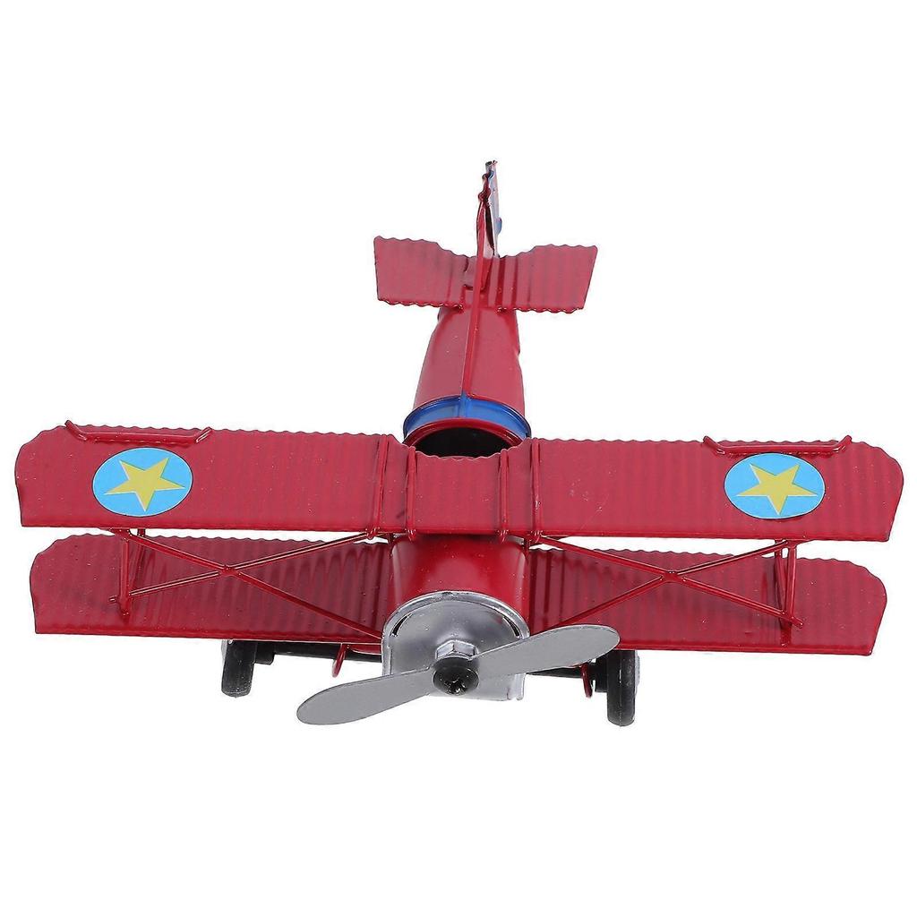 Biplane Shape Educational Toy Retro Metal Simulation Aircraft Model For Children's Toy 1Set
