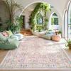 Pink Living Room Carpet Large Machine Washable Carpets Bedroom Bedside Floor Mat Home Decoration Bohemian Flower Non-Slip Rug
