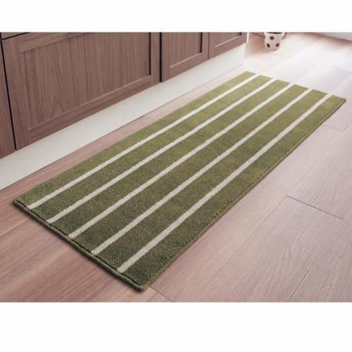 Belle Maison Kitchen Mat, Border, Washable, Olive, Approx. 45 X 150