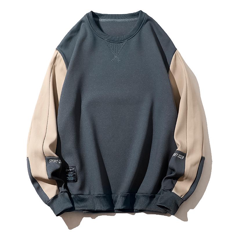 2025 Men's Crew Neck Sweatshirt - Korean Style, Loose Fit, Long Sleeve for Spring & Autumn