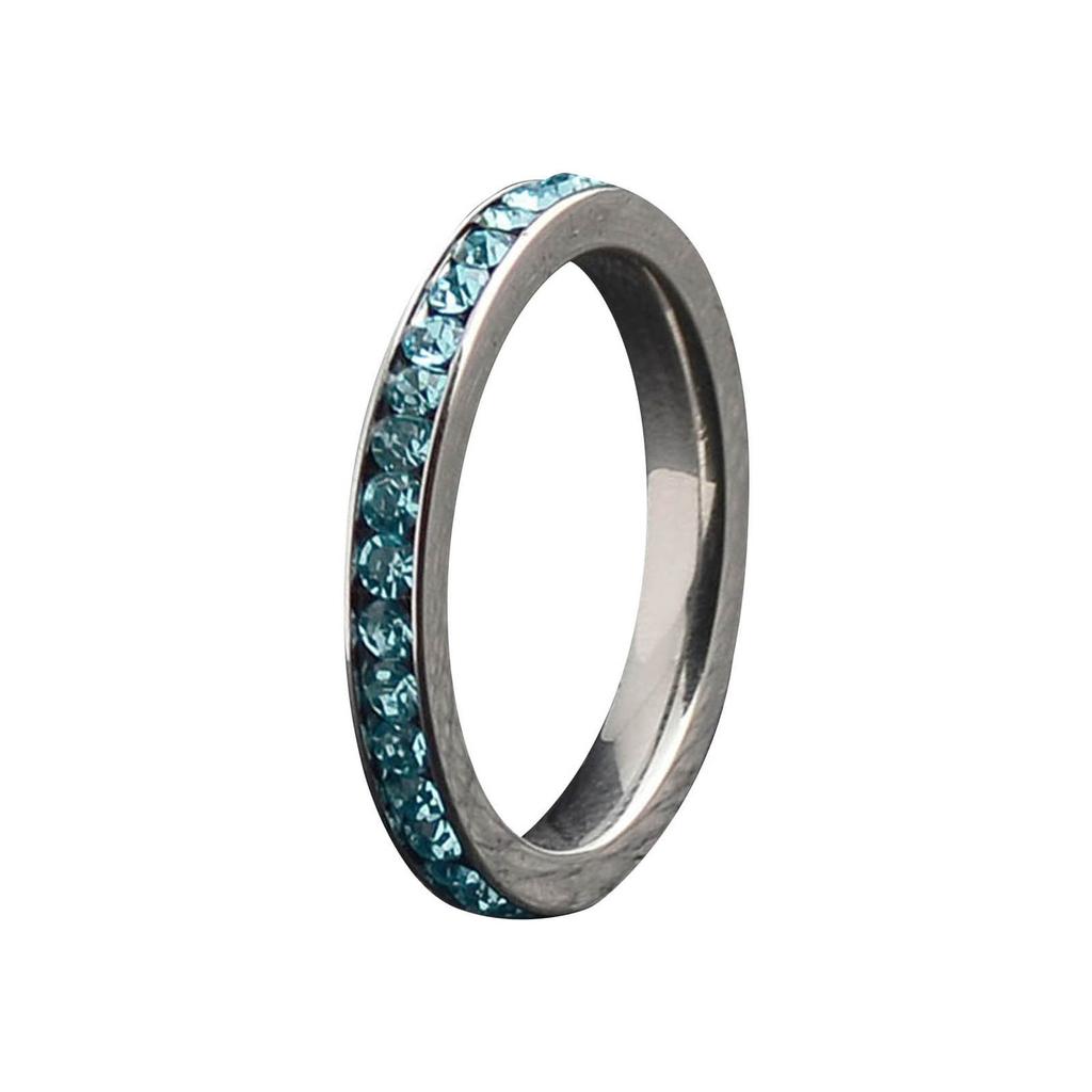 Stainless Steel Diamond Encrusted Birthstone Multicolored Ring Size 6 To 9