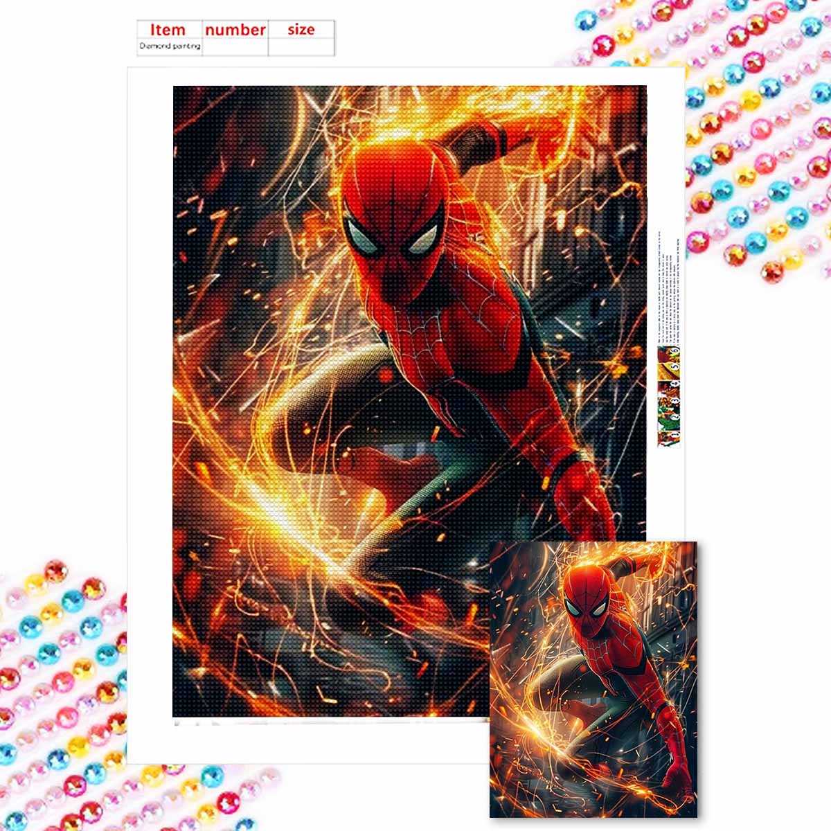 

Алмазная живопись своими руками «Человек-паук» Набор для вышивания крестом Мозаичное искусство Алмазная живопись Полная выкладка Алмаз Домашнее украшение Round 20x30cm
