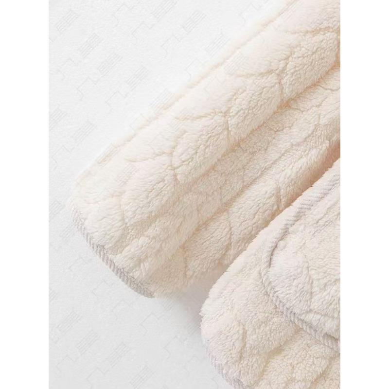 Fleece Verdickt Kältebeständig und Antistatisch Weich Jacquard Weizenähren-Design Damen Loungewear Set