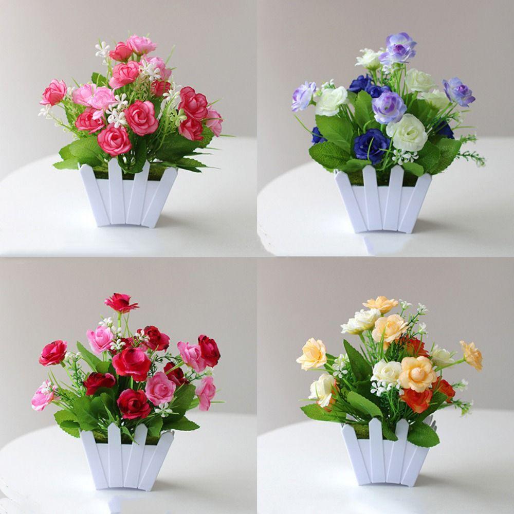 10 Styles Artificial Flowers Plastic Fake Flower Potted New Simulation Plant  Home Decor